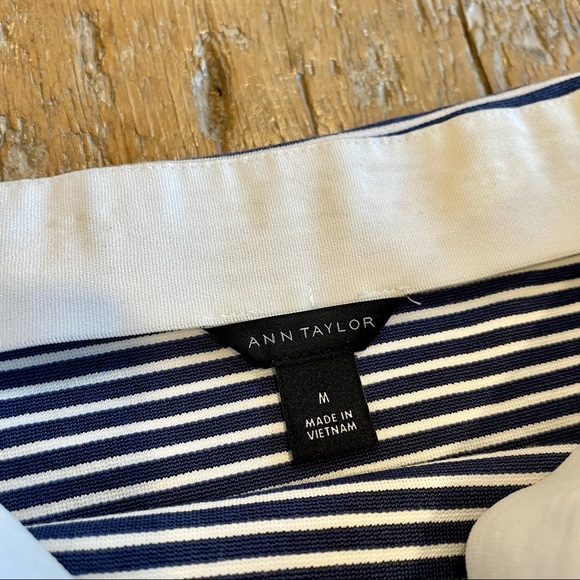 ANN TAYLOR Ruffle Striped Off the Shoulder Top - Picture 3 of 4